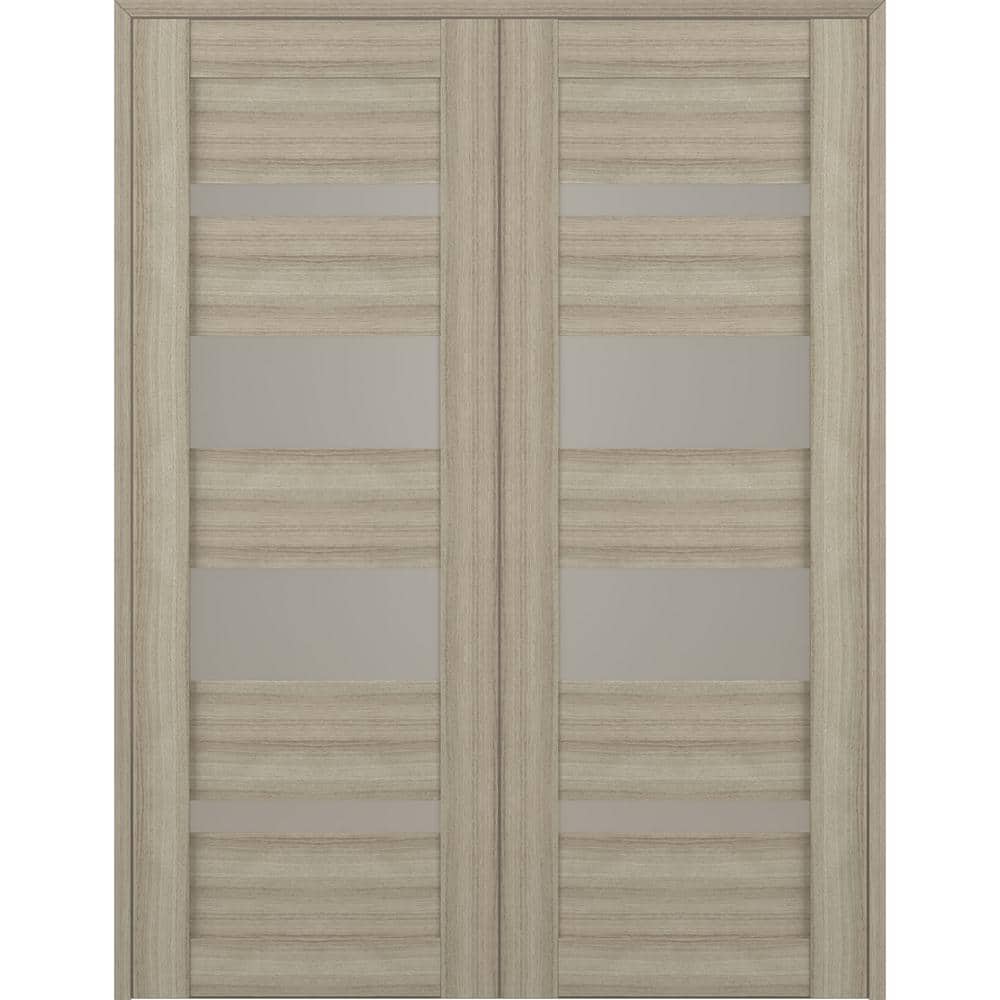 "Mirella 56"" x 96"" Both Active 5-Lite Frosted Glass Shambor Finished Wood Composite Double Prehung French Door" price history on PriceWatchPro