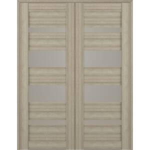 Mirella 56" x 96" Both Active 5-Lite Frosted Glass Shambor Finished Wood Composite Double Prehung French Door