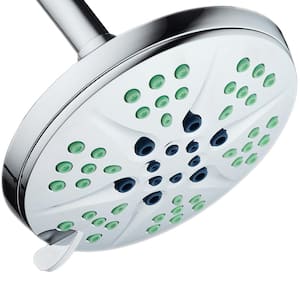 Antimicrobial 6-Spray 6 in. High Pressure Single Wall Mount Fixed Adjustable Rain Shower Head in Chrome