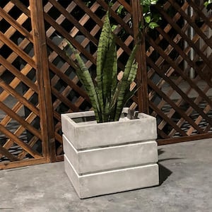 Large 17.7 in. x 17.7 in. x 15.2 in. Light Gray Lightweight Concrete Crate Planter
