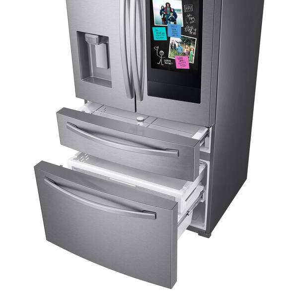 Samsung 27 7 Cu Ft Family Hub 4 Door French Door Smart Refrigerator In Fingerprint Resistant Stainless Steel Rf28r7551sr The Home Depot