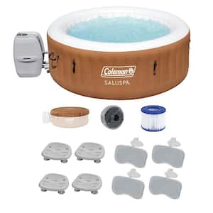 SaluSpa Ponderosa 4-Person 120-Jet Inflatable Hot Tub with Spa Seat (4-Pack) and Headrest Pillow (4-Pack)