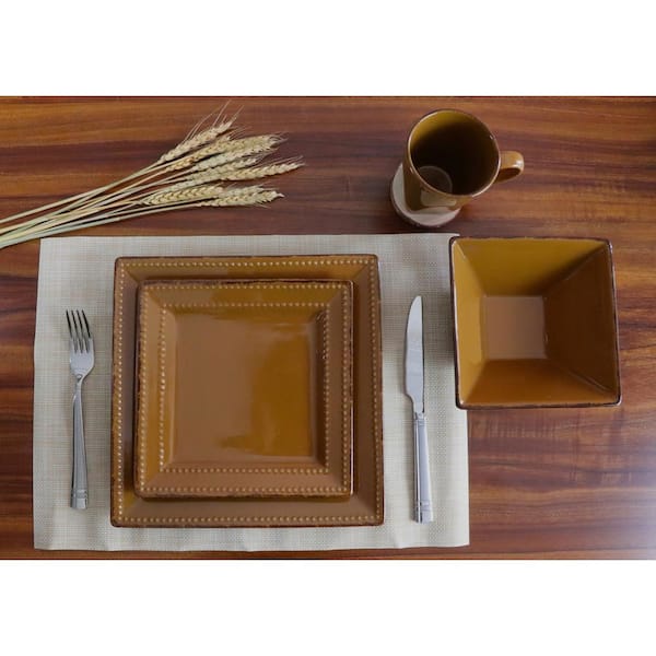 16-Piece Casual Mocca Ceramic Stone Dinnerware Set (Service for 4)