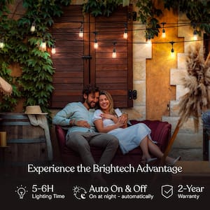 Ambience Pro 15-Light 48 ft. Outdoor Solar 1W 3000k LED S14 Hanging Remote Control Edison Bulb String-Light