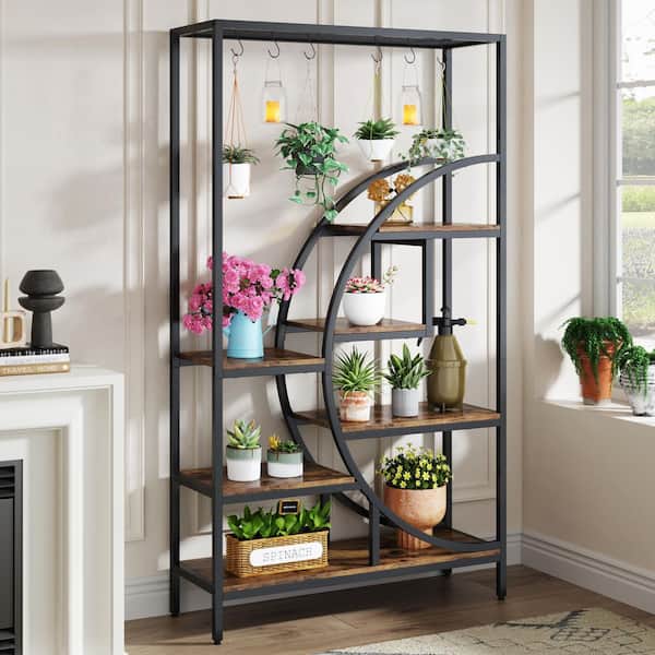 BYBLIGHT Wellston 70.87 in. Brown Black Rectangle Tall MDF and