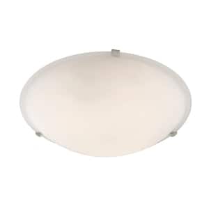 Cullen 12 in. 2-Light Brushed Nickel Flush Mount Ceiling Light Fixture with Frosted Glass Shade