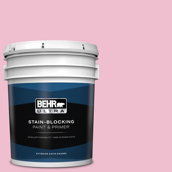 BEHR ULTRA 5 gal. #100B-4 Pink Chintz Satin Enamel Exterior Paint & Primer