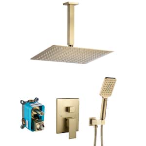 Single Handle 3-Spray Shower Faucet 2.5 GPM with Pressure Balance Anti Scald in. Brushed Golden