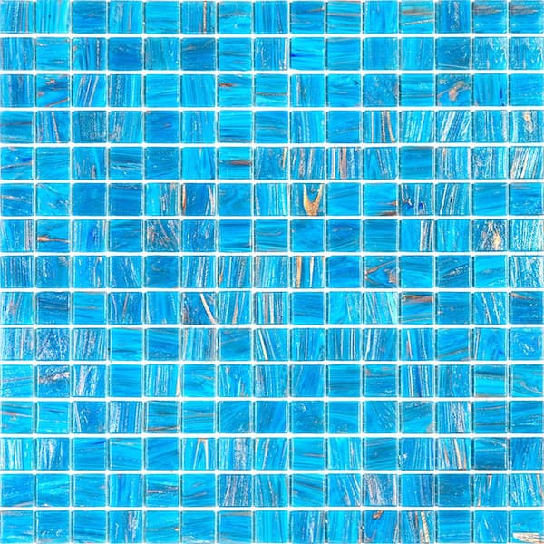 Apollo Tile Celestial Glossy Bright Cerulean Blue 12 in. x 12 in. Glass Mosaic Wall and Floor Tile (20 sq. ft./case) (20-pack)
