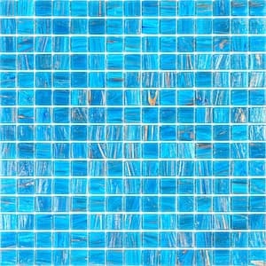 Celestial Glossy Bright Cerulean Blue 12 in. x 12 in. Glass Mosaic Wall and Floor Tile (20 sq. ft./case) (20-pack)