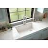 Karran QU-670 Quartz/Granite 32 in. Single Bowl Undermount Kitchen Sink in White with Bottom Grid and Strainer QU-670-WH-PK1