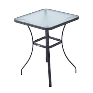 34 in. Black Outdoor Glass Top Bistro Table