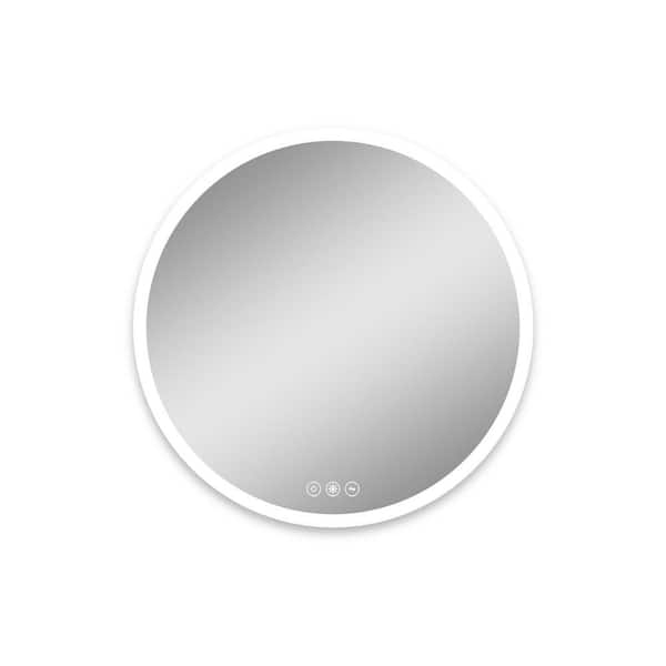 Unbranded 24 in. W x 24 in. H Round Acrylic LED Mirror Make-up Mirror 3-Brightness Cosmetic Mirror Memory Function Anti-Fog