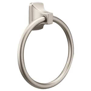 Contemporary Towel Ring in Brushed Nickel
