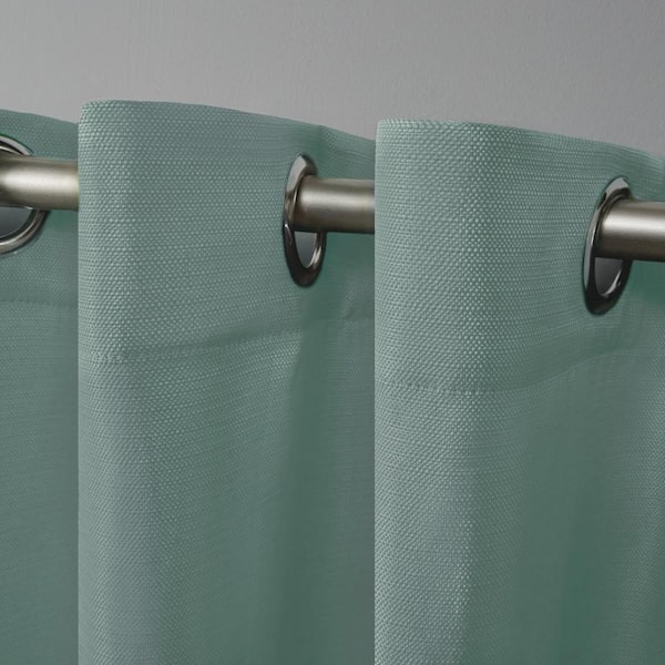 Delano Seafoam Solid Light Filtering Grommet Top Indoor/Outdoor Curtain, 54 in. W x 120 in. L (Set of 2)