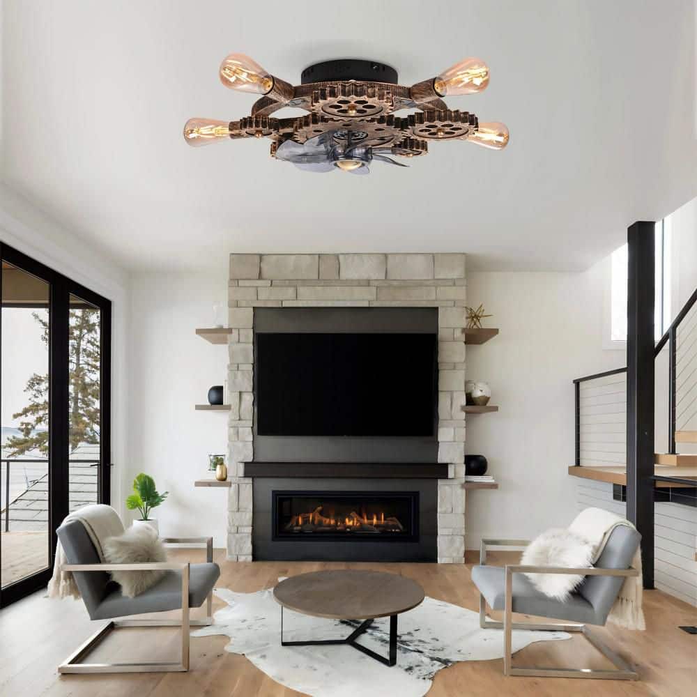 19 in. Bronze Farmhouse Caged Ceiling Fan Light w/ Remote Control Reversible DC Motor 6 Speed Timer E26 for Living Room price history on PriceWatchPro