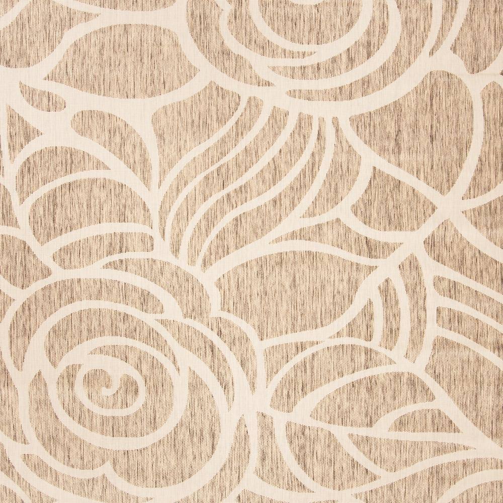 Coffee and Sand Floral Low Pile Indoor/Outdoor Area Rug