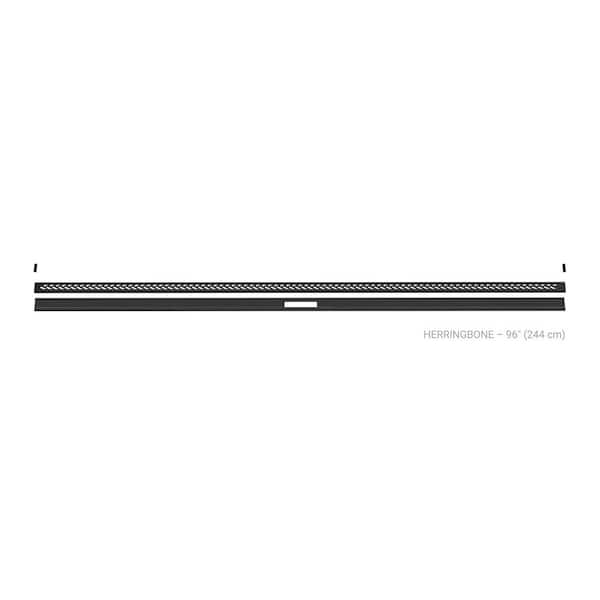 Kerdi-Line-Vario Matte Black 96 in. Herringbone Grate and Channel Floor Installation Kit for Accessory
