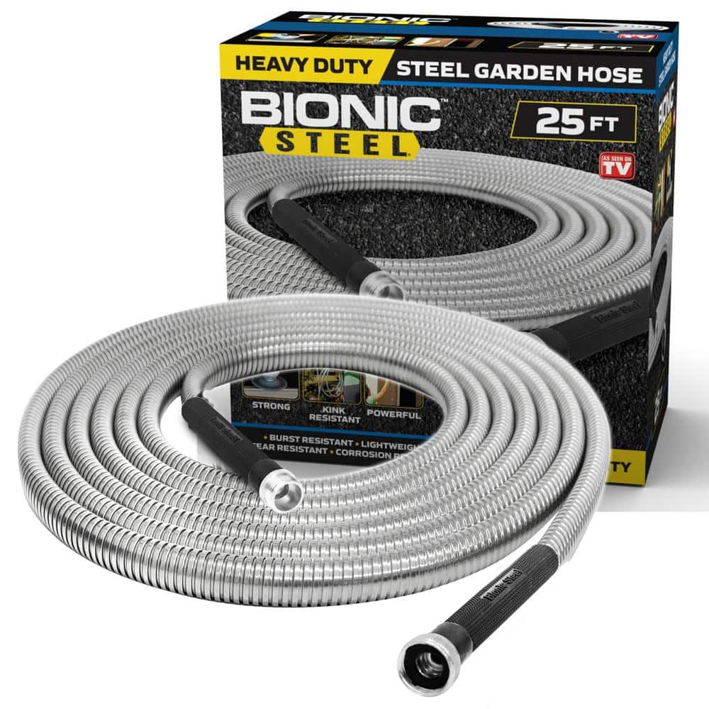 Bionic Steel 5/8 in. Dia. x 25 ft. Heavy-Duty Stainless Steel Garden Hose  1581 - The Home Depot