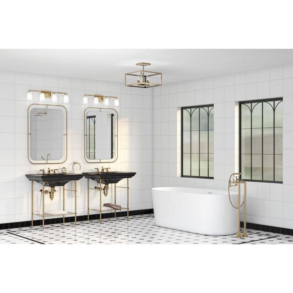 Spenser Brushed Gold and Opal Glass 4-Light Vanity Fixture