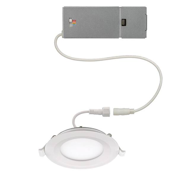 Commercial Electric 4 in. Adjustable CCT Integrated LED Canless Recessed Light Trim 650 Lumens Kitchen Bathroom Remodel Wet Rated Dimmable
