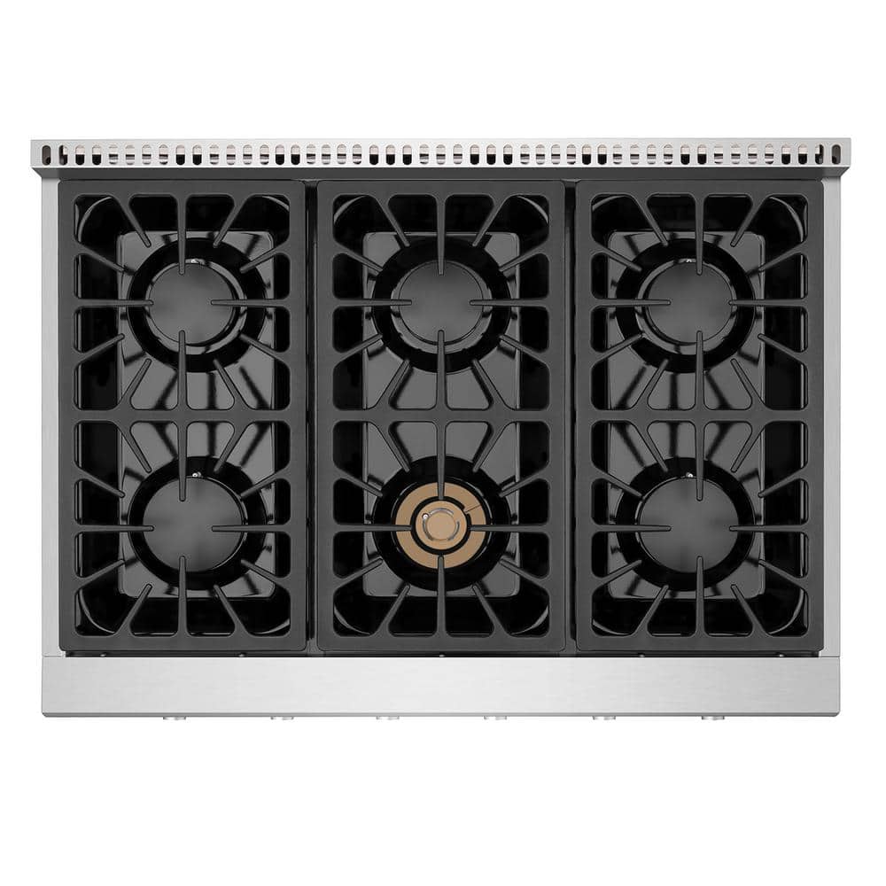 36 in. Gas Cooktop in Stainless Steel with 6 Burners including Power Burners
