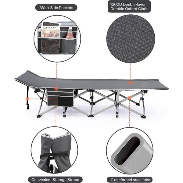 BOZTIY Folding Bed Cot with 2 in. Mattress, 75 in. x 28 in
