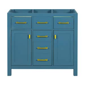 36 in. W x 17.87 in. D x 33.03 in. H Blue Bath Vanity Cabinet without Top with 4-Drawers and 2-Cabinets for Bathroom