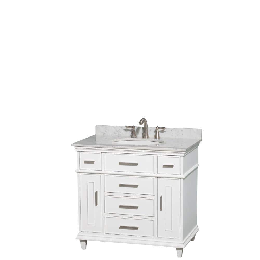 Wyndham Collection Berkeley 36 In Vanity In White With Marble