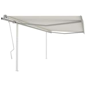 177.2 in. Manual Retractable Awning with Posts (118.1 in. Projection) in Cream