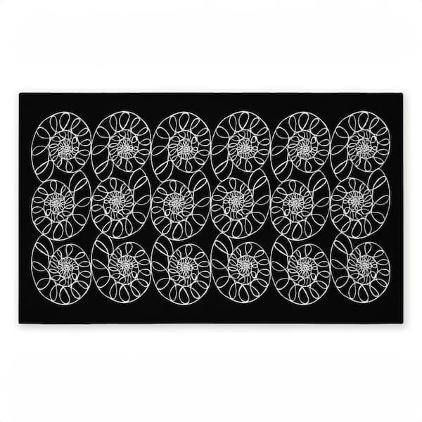 Elemental Spiral Shells Black 18 in. x 30 in. Polyester Non-Slip Outdoor Door Mat