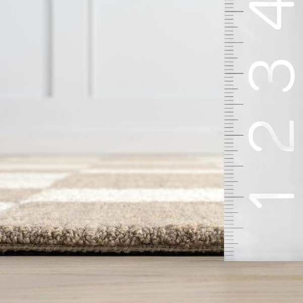 Caitlin Geometric Wool Beige 10 ft. x 14 ft. Indoor/Outdoor Patio Rug