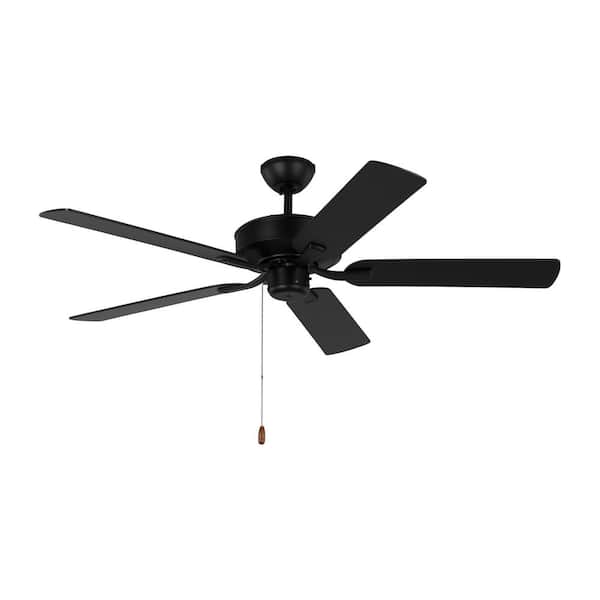 Generation Lighting Linden 52 in. Transitional Indoor Midnight Black Ceiling Fan with Black Blades and Pull Chain