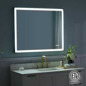 ERIC 40 in. W x 32 in. H Rectangular Aluminum Framed UL Certified LED Light Wall Bathroom Vanity Mirror in Matte Black