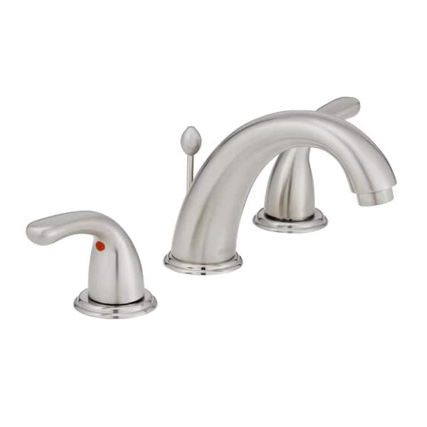 Glacier Bay Builders 8 in. Widespread Double-Handle High-Arc Bathroom Faucet in Brushed Nickel