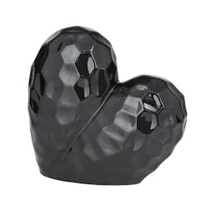 Black Porcelain Dimensional Angled Origami Inspired Heart Sculpture