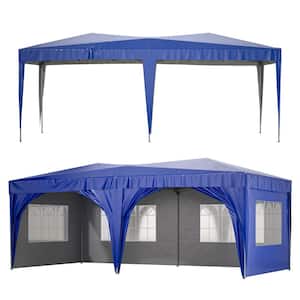 10 ft. x 20 ft. Blue Pop Up Canopy Tent with 6 Removable Sidewalls and 4 Windows
