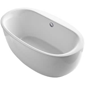 Sunstruck 65.5 in. x 35.5 in. Soaking Bathtub with Center Drain in White, Fluted