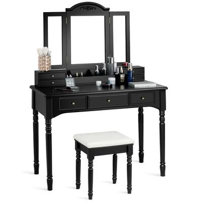 Black Makeup Vanities Bedroom, Small Black Makeup Vanity With Lights