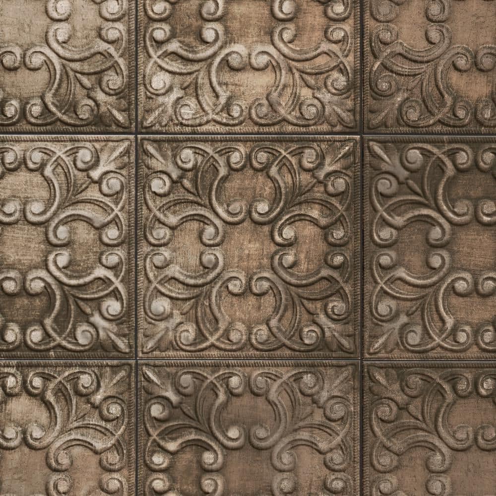 Merola Tile Victorian Tin Copper 17 in. x 17 in. Porcelain Wall