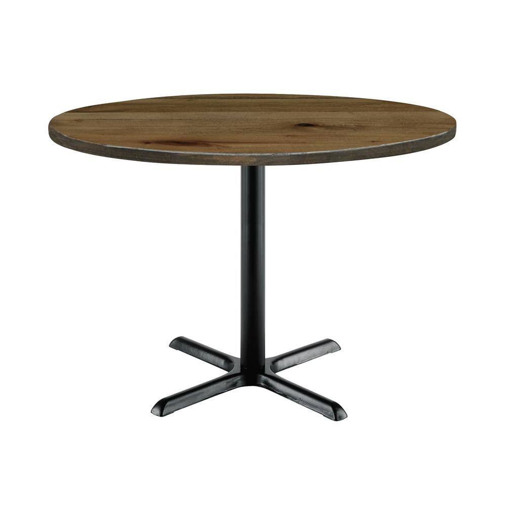 Urban Loft 36 in. Round Natural Solid Wood Dining Table with XShaped