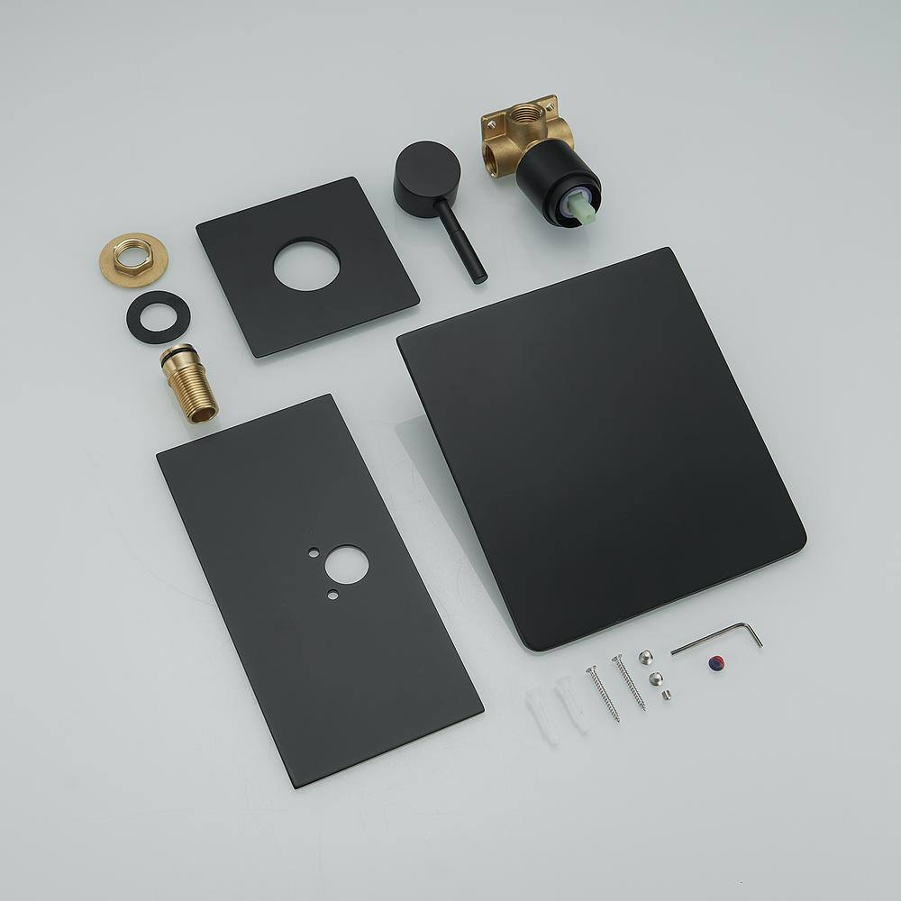 Matte Black Wall-Mounted Single-Handle Waterfall Bathroom Faucet
