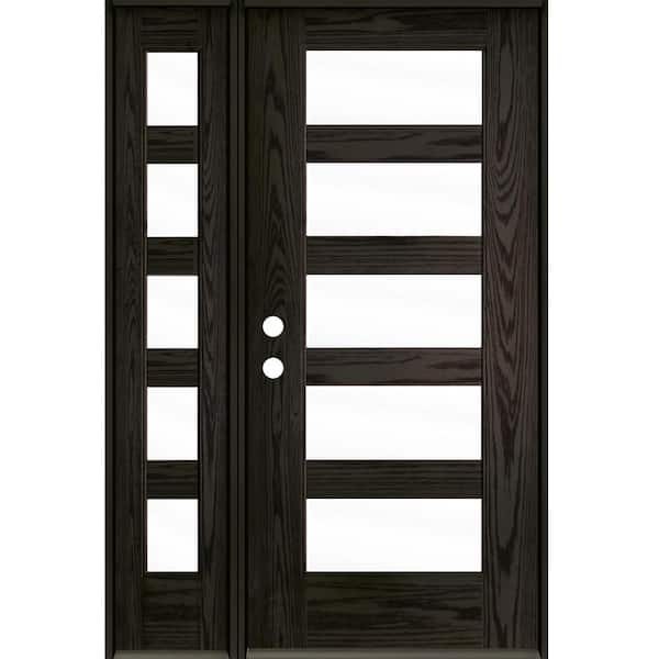 Krosswood Doors ASCEND Modern 50 in. x 80 in. 5-Lite Right-Hand/Inswing Clear Glass Baby Grand Stain Fiberglass Prehung Front Door w/LSL