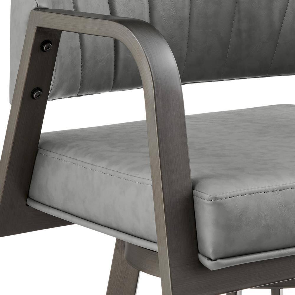 38.5 in. H Vintage Gray and Mineral Gray Low Back Wood Bar Stool with Faux Leather Seat