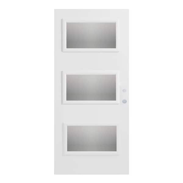 Stanley Doors 32 in. x 80 in. Dorothy Screen 3 Lite Painted White Left-Hand Inswing Steel Prehung Front Door