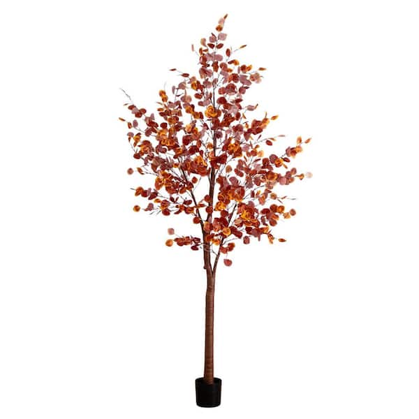 9 ft. Artificial Pre-Lit Grand Autumn Eucalyptus Fall Tree with 700 Warm White LED Lights