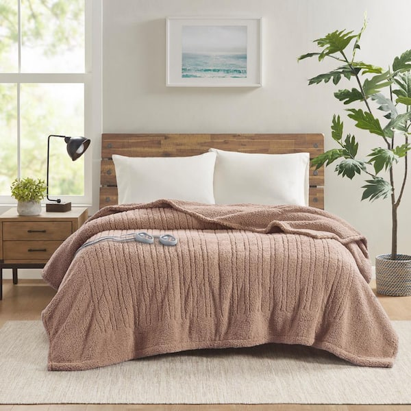 TRUE NORTH Sherpa Brown Berber Queen Electric Blanket