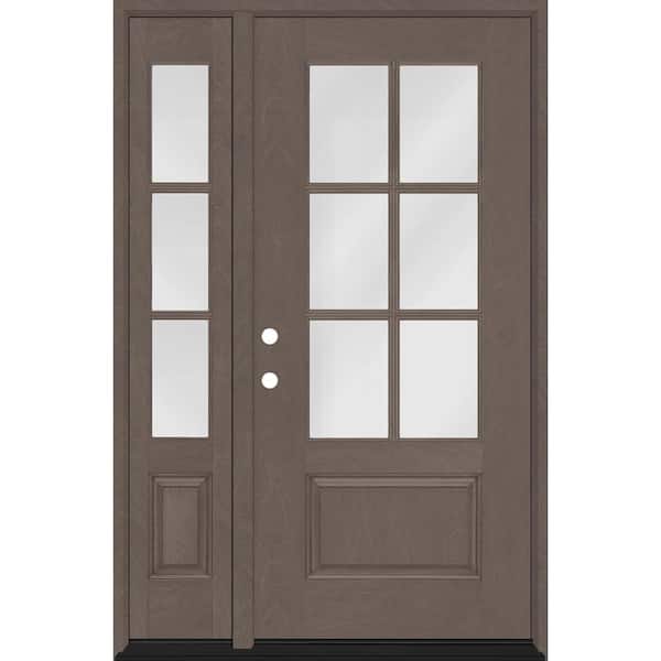 Regency 53 in. x 80 in. 3/4-6 Lite Clear Glass RH Ashwood Stain Mahogany Fiberglass Prehung Front Door w/14in.SL