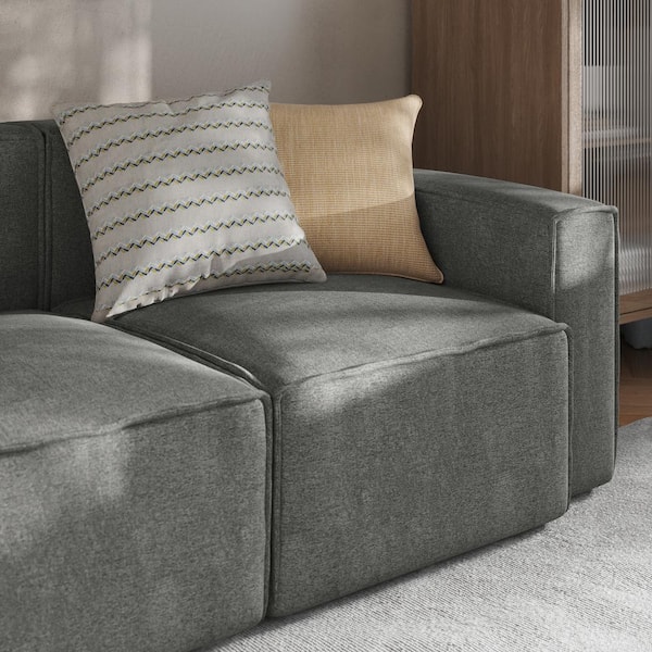 Carnegy Avenue Bridgetown Luxury Dark Grey Fabric Modular Sectional Sofa Side Chair with Right Side Arm Rest