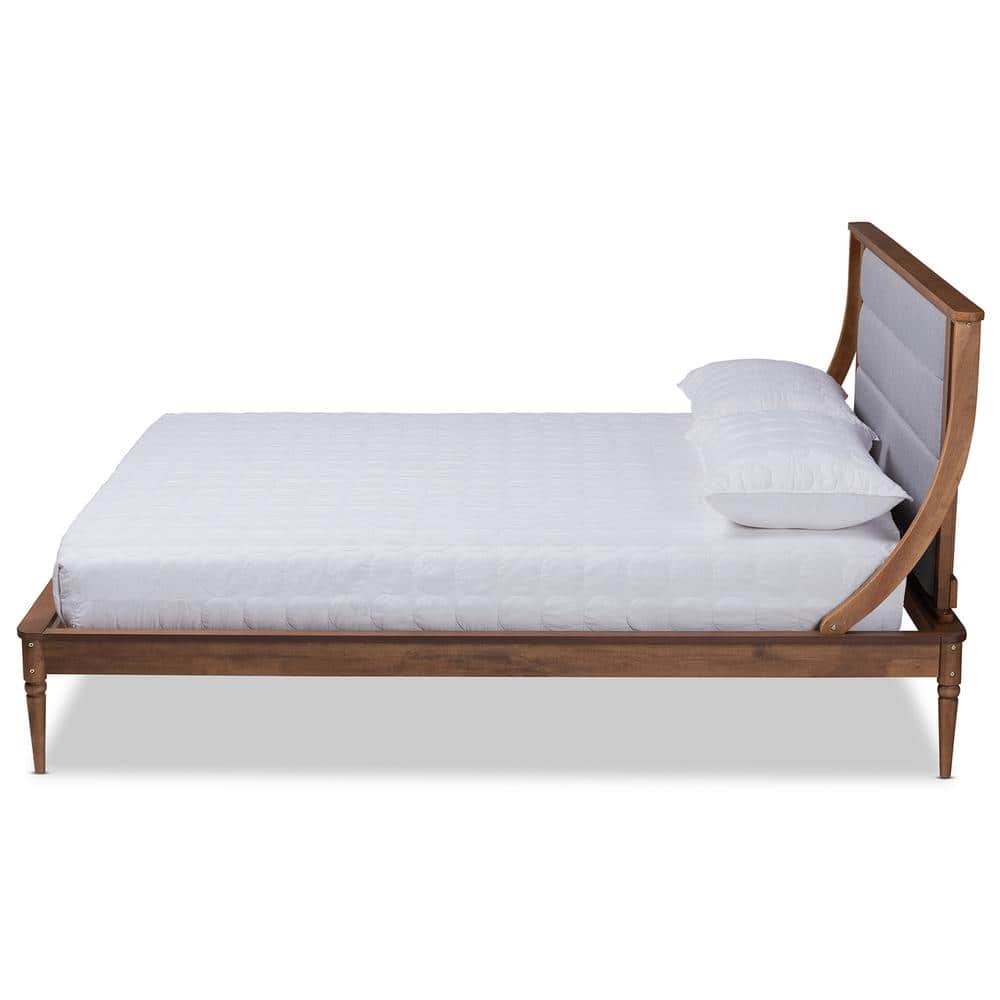 Regis Light Grey Queen Platform Bed with Tufted Headboard